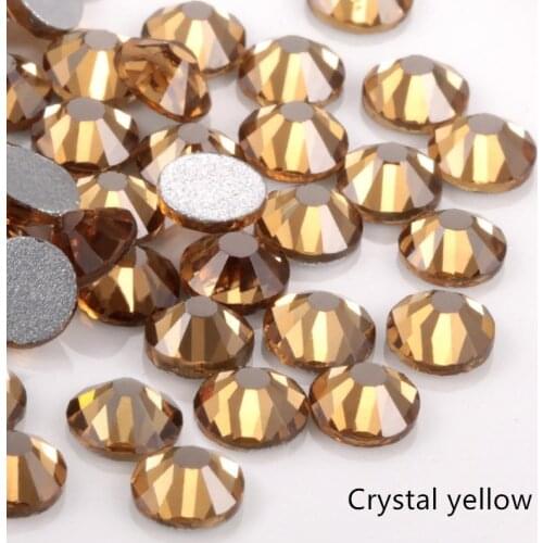 High Quality SS3-30 crystal yellow Rhinestones glu On For Clothes Non Hotfix Flat bottom Glass Stone