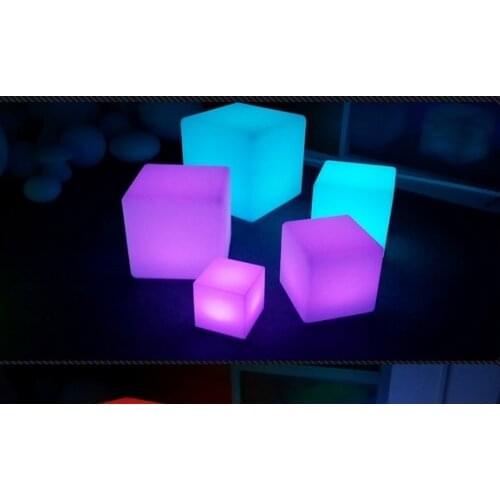 40cm 16inch Factory cordless waterproof 16 colors change remote control rechargeable led cube stool bar chair