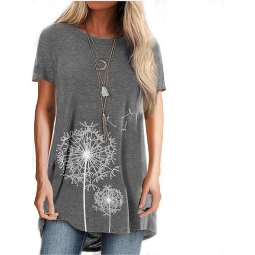 Women Blouse Casual O-Neck Shirt Woman Tops Plus Size Top Short Sleeve Loose Blouses Fashion Print Shirts Summer 2021