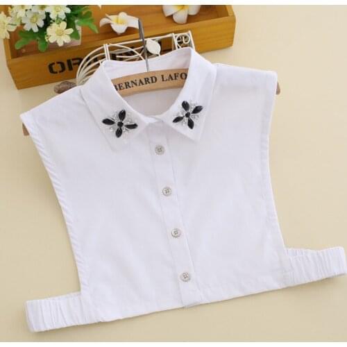 Solid Color White Women Fake Collar Shirt Female Half Shirt Flase Collar Sweater Vest Blouse Detachable Turn Down Lapel Collar