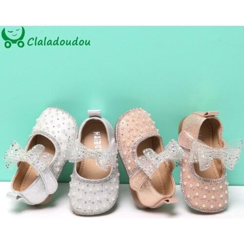 11.5-15.5cm Brand Bling Rhinestones Baby Shoes,Butterfly-knot Toddler Flats Shoe For Babies Party Wedding,Infant First Walkers