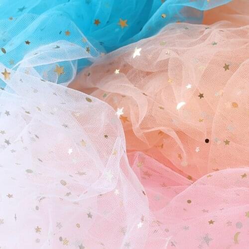 150cm Wide Glitter Star Sequin Tulle Fabric Organza Table Cloth Skirt Mesh Wedding Birthday Photograph Backdrop DIY Craft Supply