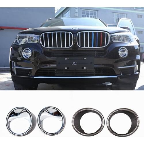 2pcs For BMW X5 F15 2014-2018 Car Front Fog Lamp Cover Trim Car Accessories Bright and Carbon Fiber Styles ABS