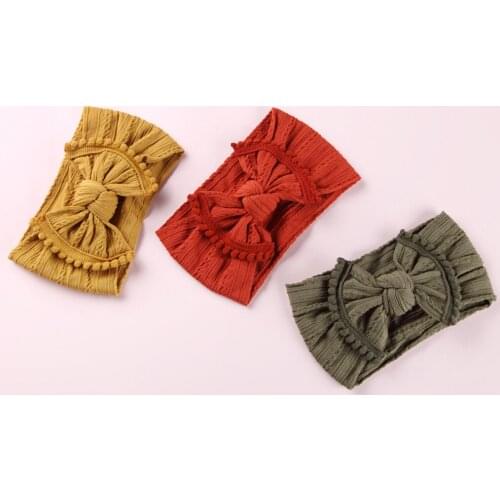 27 PCS/LOT, Newborn Baby Cable Knit Wide Nylon Headbands With Pom Pom Trim, Knotted Bow Turban Headwrap, Girls Hair Accessories