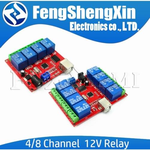 4/8 Channel USB 12V Relay Control Switch Programmable Computer Control For Smart Home PC Intelligent Controller