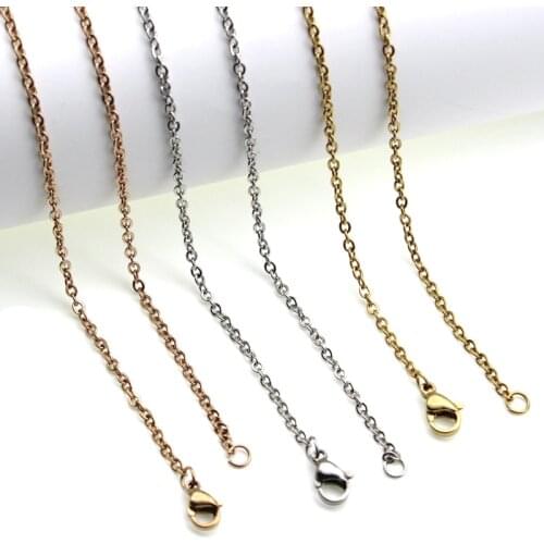 5pcs/lot 1mm 1.5mm 2mm Stainless Steel Rose Gold Cable Link Chains Necklace for Men Women Pendant DIY Jewelry Findings Making