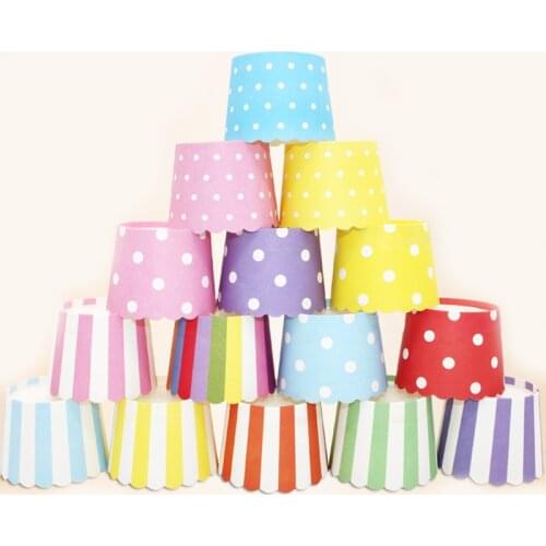 50pcs Cupcake Wrapper Paper Cake Case Baking Cups Liner Muffin Kitchen Baking Pink Striped Dots Pure Color