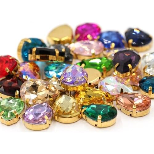 7x10m Drop all color Mixed Strass Glass Sew-on Rhinestones with Claw for Diy Craft Christmas Clothing Garment Decoration Jewelry