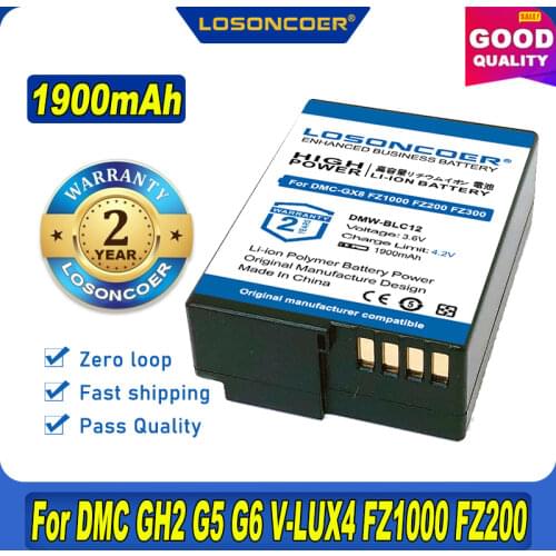 1900mAh DMW-BLC12 BLC12E BLC12 BP DC12 DC12U BP-DC12 Battery For Panasonic DMC GH2 G5 G6 G7 V-LUX4 DMC-GH2 FZ1000 FZ200 FZ300