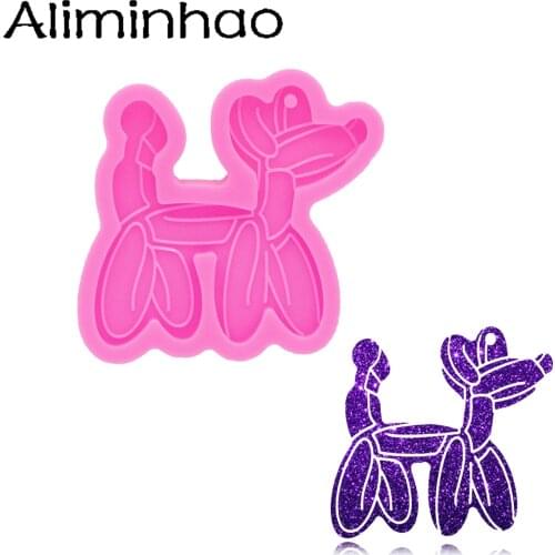DY1060 Shiny Dog shape balloon Silicone Keychain Mold, Resin Molds DIY Crafting with Epoxy, Resin art DIY Handmade Charms Mold