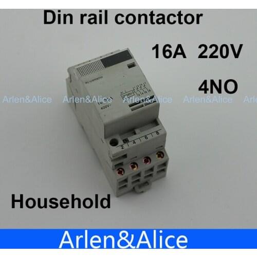 CT1 4P 16A 220V/230V 50/60HZ Din rail Household ac Modular contactor 4NO