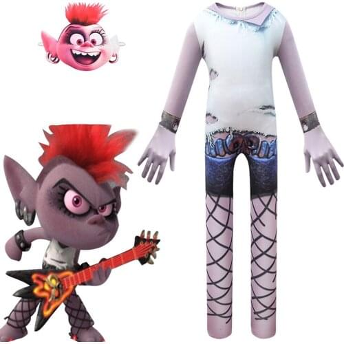 Trolls World Tour Halloween Cosplay Costume Boys Kids Jumpsuits Mask Fancy Dress
