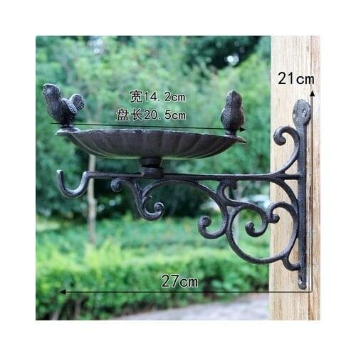 European Vintage Couple Birds Around Wall Mounted Cast Iron Bird Feeder Metal Plate