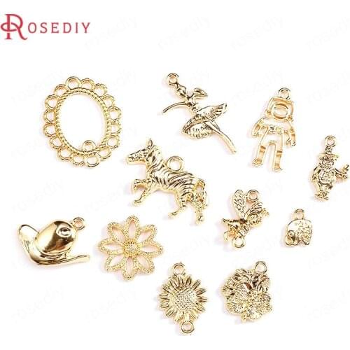 F282)20 pieces Gold Color Zinc Alloy Elephant Sunflower Bee Dragonfly Zebra Charms Pendants Diy Jewelry Findings Accessories