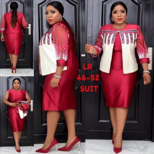 2 Piece Set Coat + Dress Christmas African Dresses Women Dashiki Midi Dress Bazin Riche African Clothing Dresses Africa Clothes