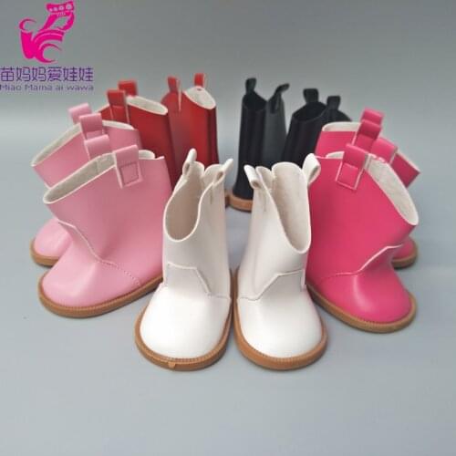 Doll shoes PU leather Boots fit for 18 inch girl doll baby doll white pink black boots