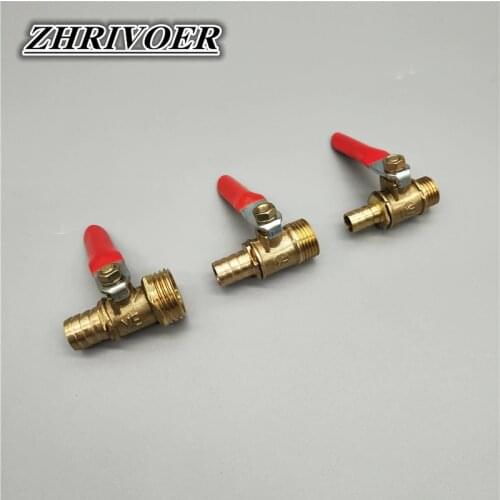 Brass Barbed Ball Valve 4-12 Hose Barb 1/8'' 1/2'' 1/4'' Male Thread Connector Joint Copper Pipe Fitting Coupler Adapter