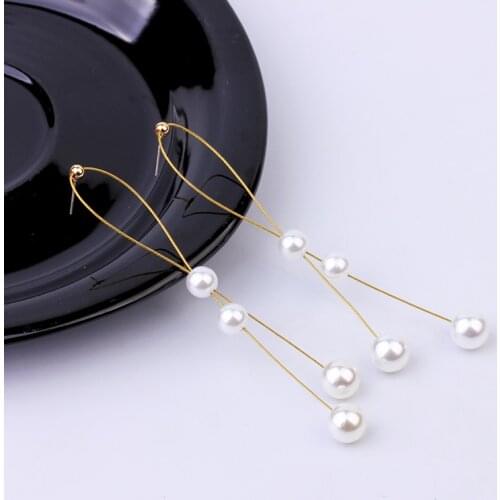 Trendy Long Pearl Earrings Fashion Jewelry Statement Boho Korean Style Wedding Earrings For Women Girls 2020 New