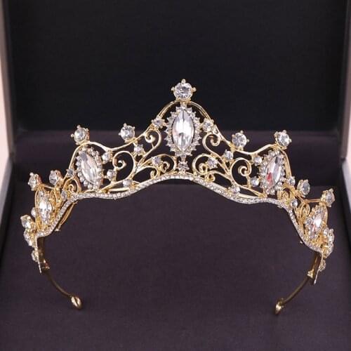 Fashion Rhinestones Wave Alloy Crowns Women Jewelry Tiaras European Luxury Crystal Crown for Princess Bride Headwear ML