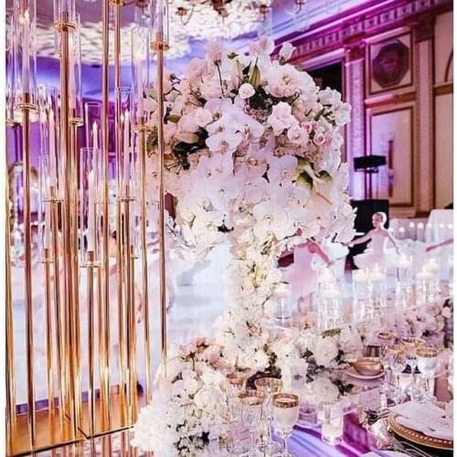 New tall 8/10 arms wedding candelabra centerpieces candle holders with clear acrylic top lampshades 1220