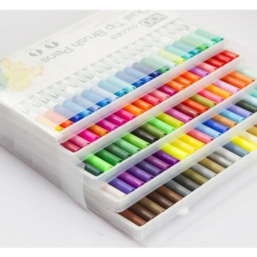 New white pole 100 color graffiti color brush pen primary school children two-headed pen
