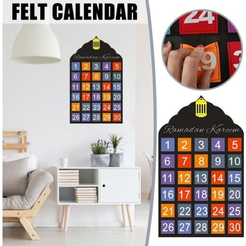 Newest Eid Mubarak 30days Advent Calendar Hanging Felt Countdown Calendar Islamic Ramadan Decoration Eid Ramadan Mubarak Gifts