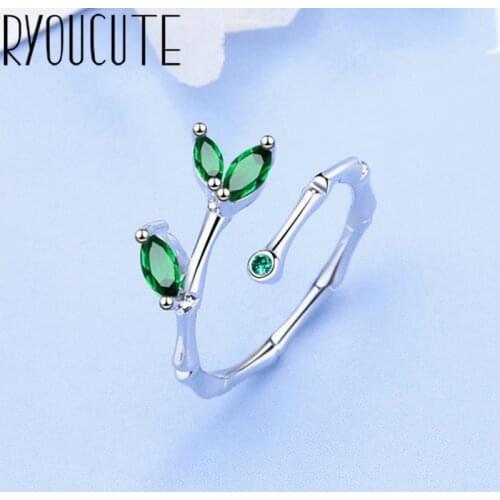 Charming Boho Vintage Green Zircon Leaf Rings For Women Men Bohemian Bride Wedding Ring Fashion Jewelry Party Gifts