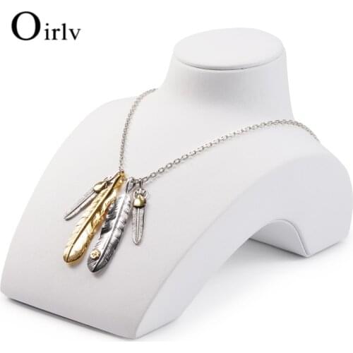 Oirlv New White PU Leather Necklace Display Stand with Microfiber Mannequin Model Pendant Holder Jewelry Expositor Shop Counter