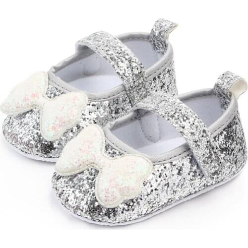 0-18M Autumn Baby Girl First Walkers Anti-Slip Casual Walking Shoes Sequin Bow Design Sneakers Soft Soled