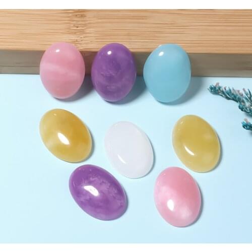 5pcs/Lot 18X25mm White Jade Color Natural Stone Beads Oval Loose Beads Cabochon Cameo Pendants Base Tray For Jewelry Making