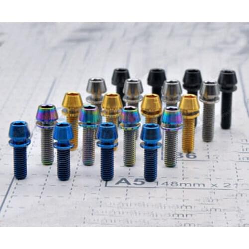 LOT 4 Multiple M5 GR5 Titanium Bike Screw Taper Cone Head Bolts With Washer