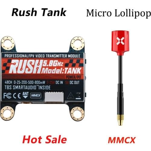 Rush Tank VTX Transmitter 48ch 5.8G 25/200/600/800mw Adjustable Foxeer Lollipop Micro MMCX Antenna RC Drone Racing Nazgul5 X220S