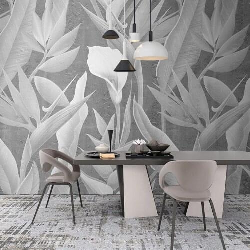 Custom Any Size Mural Wallpaper Modern Nordic 3D Tropical Plants Leaf Flowers Fresco Living Room Dining Room Home Decor 3D Mural