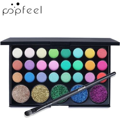 POPFEEL 29 Colors Matte Eyeshadow Pallete with A Brush Beauty Glazed Shimmer Waterproof Professional Makeup Kit Cosmetics Set