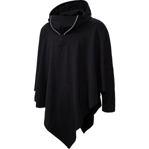 Unisex Casual Hooded Poncho Cape Cloak Fashion Coat Hoodie Sweatshirt Men Hip Hop Streetwear Hoody Pullover for Male Sweat Homme
