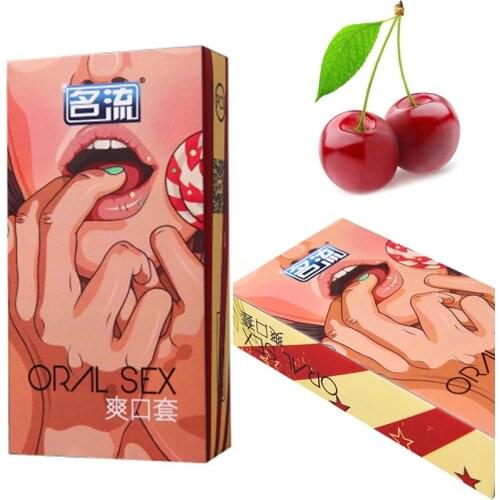 10Pc/box Women Mouth Oral Sex Condom Penis Sleeve Oral Sex Blowjob Natural Latex Condoms for Adults Sex Toys Smooth Cherry Taste