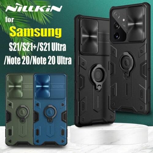 For Samsung S21 Plus Note 20 Ultra Case Nillkin Armor Impact Resistant Slide Camera Lens Protection Cover for Galaxy Note20 S21