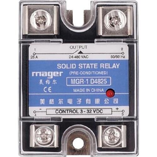 Smart home relay power accessories SSR 25A Single Phase Solid State Relay DC Control AC MGR-1 D4825 Load voltage 24-480V