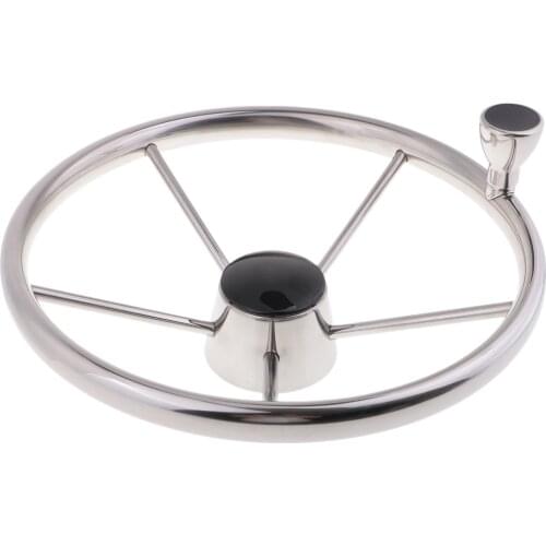 Boat Stainless Steel Steering Wheel 5 Spoke 13-1/2" For 3/4" Tapered Shaft