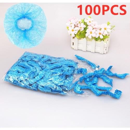 100PCS Disposable Elastic Shower Cap Disposable Shower Cap Transparent Spa Salon Hotel Shower Cap Bathroom Products Shower Cap