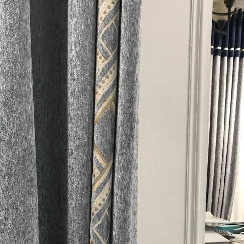 New Chinese Chenille Curtains Blackout Thickening Nordic Modern Minimalist Curtains for Living Room Bedroom