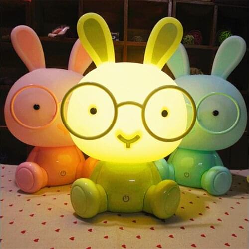 Modern Rabbit Table Lamp Cute Baby Rabbit Night Light For Kids Room Bedroom Decoration LED Light For Children Gif