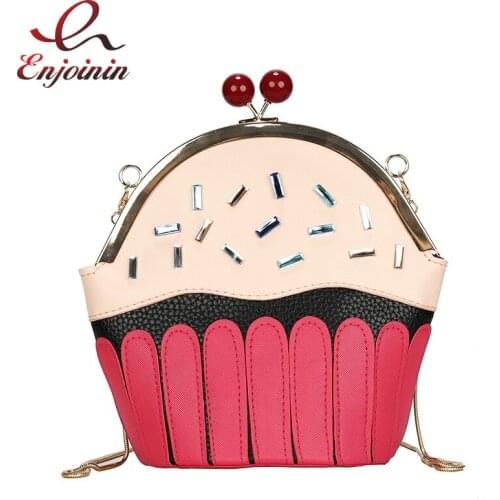 Interesting Cake PU Leather Clip Buckle Design Clutch Bag 2021 Trendy Ladies Messenger Bag Women Shoulder Bag Ladies Purses