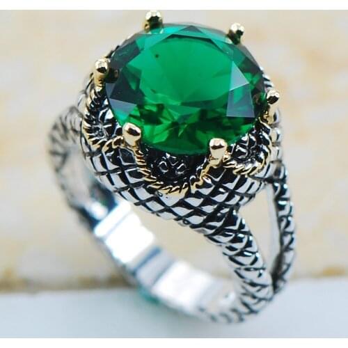 Simulated Emerald 925 Sterling Silver Top Quality Fancy Jewelry wedding Ring Size 6 7 8 9 10 11 F1129