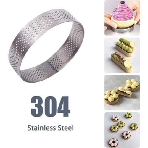 10 Pack Stainless Steel Tart Ring Heat-Resistant Perforated Cake Mousse Ring Round Ring Baking Doughnut Tools 5Cm