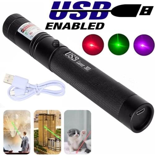 Outdoor high-power 532nm green/red/purple laser USB303 pointer handheld rechargeable adjustable focus, ultra-far radiation laser