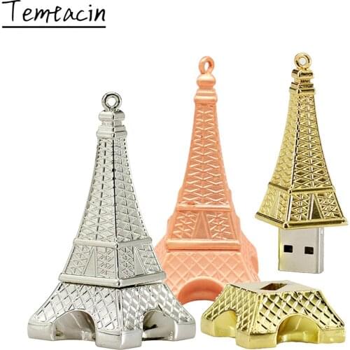Metal Eiffel Tower 256GB USB Flash Drive 4GB 8GB 16GB 32GB 64GB 128GB Usb Flash Memory Thumb USB Stick Pendrives Storage U Disk