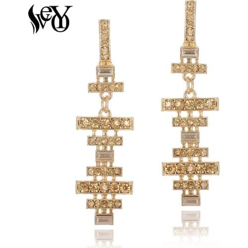 VEYO Geometry Rhinestone Drop Earrings for Women Fashion Jewelry Wholesale