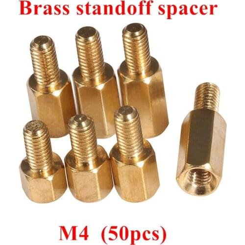 50pcs M4*6/8/10/12/14/15/20/25/30+6mm Hex Nut Spacing Screws Brass Threaded Pillar PCB Computer PC Motherboard Standoff Spacers