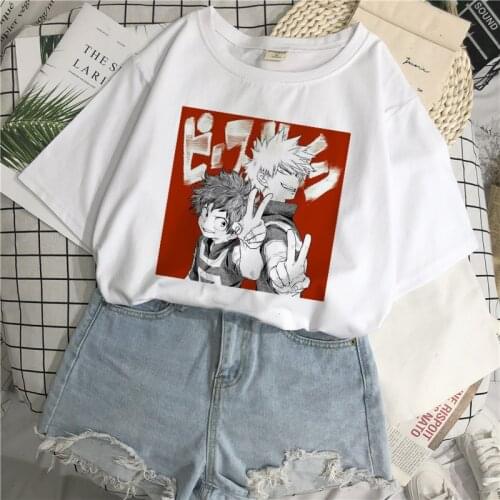 My hero academy print Japanese cute fun casual Harajuku summer new kawaii women clothing fashion O-neck short sleeve T-shirt